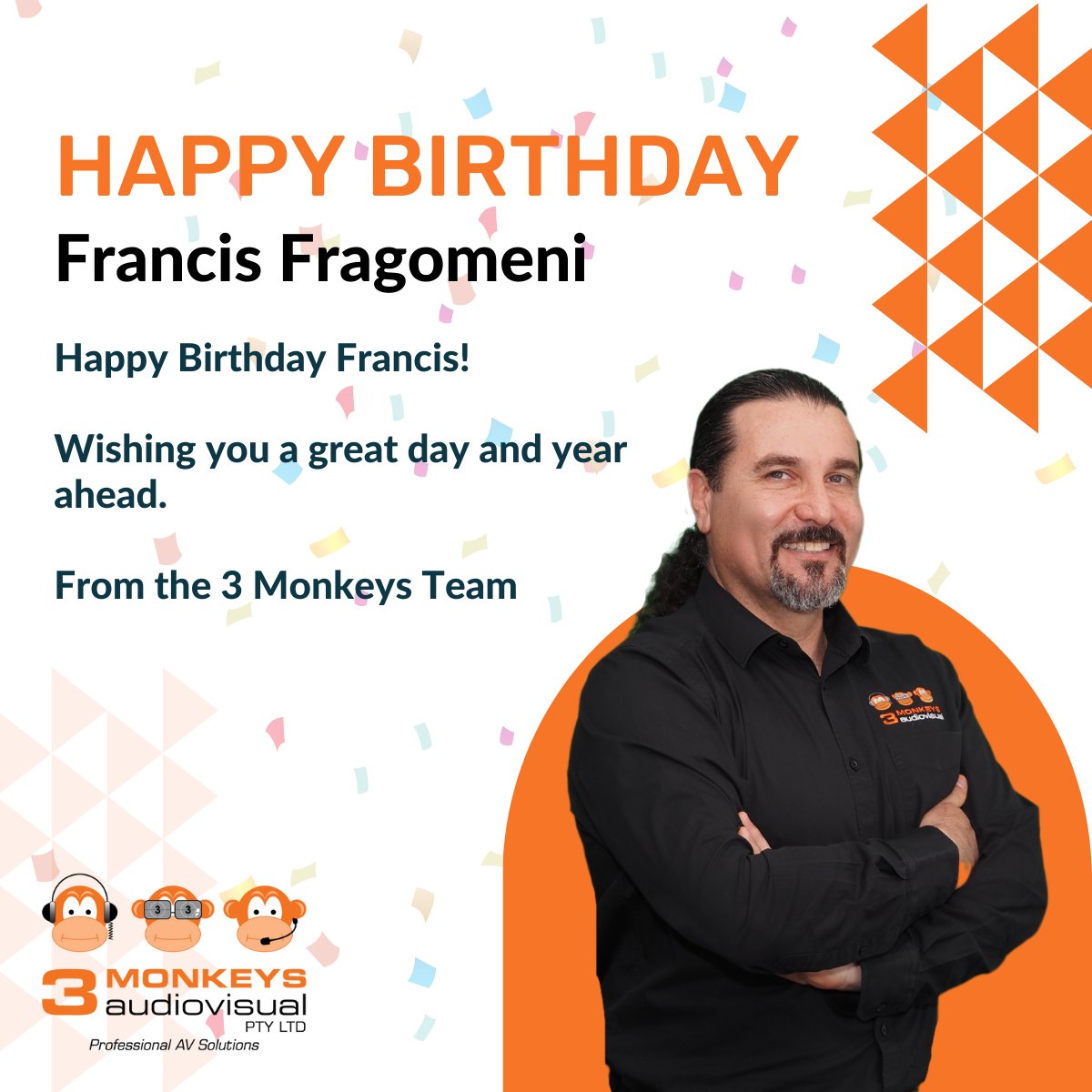 3monkeysav's tweet photo. Happy Birthday to our leader, Francis 🎉
Wishing you a great birthday and year ahead 🎂
From the 3 Monkeys Team

➡️Get to know our expert team at https://t.co/WNwJEXEXIR https://t.co/99kxFN0sOT