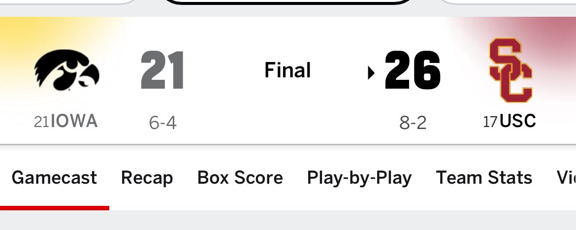 The <a href="/TheIowaHawkeyes/">The Iowa Hawkeyes</a> took 2 losses tonight.