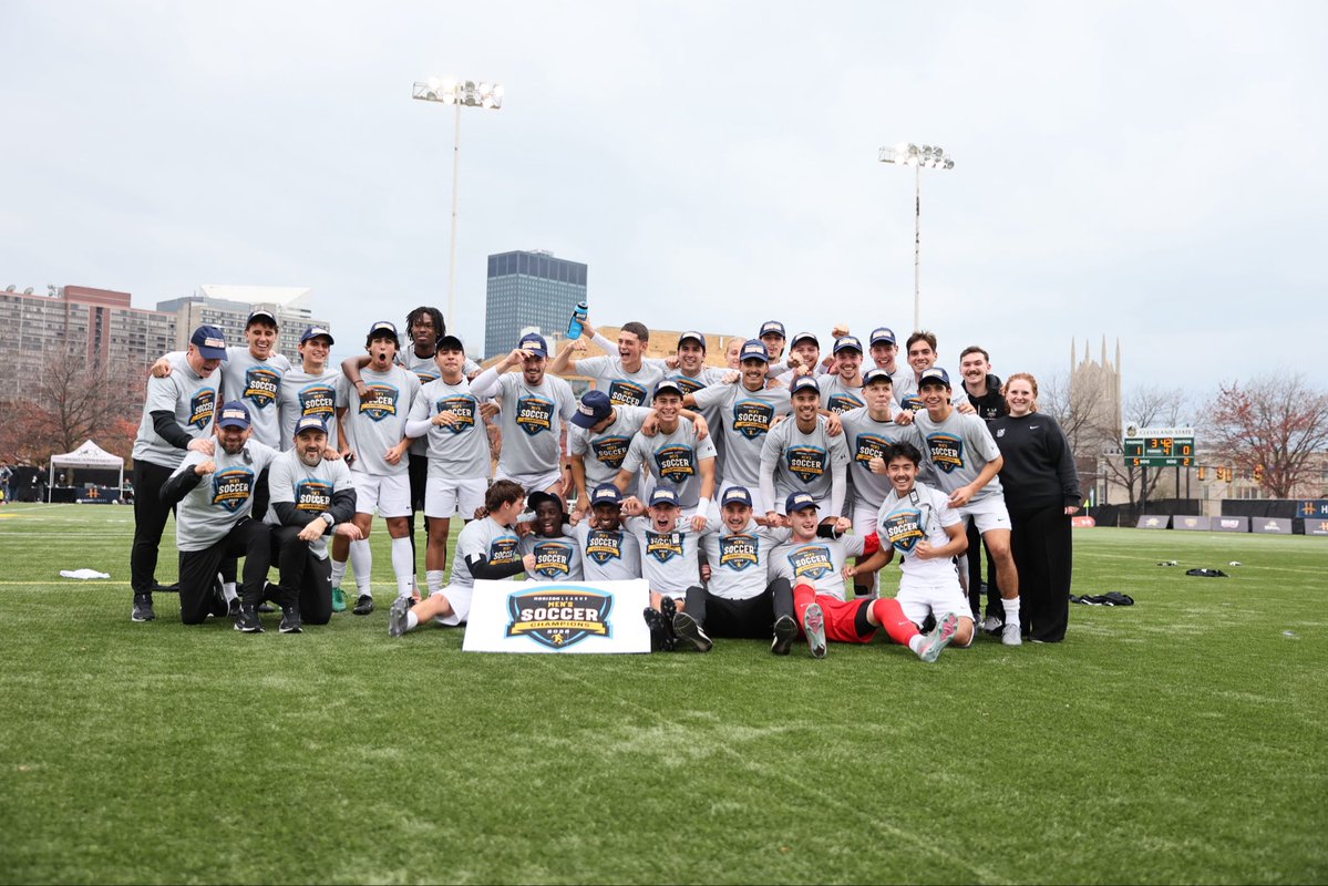 That winning feeling!! <a href="/CSU_MSoccer/">Cleveland State Men's Soccer</a>  celebrates! #HLMSOC Championship