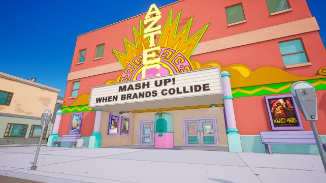 thebobzilla's tweet photo. I just found out tonight that the theater where I'm stage managing is the inspiration for the Theater in The Simpsons and is also featured in the Fortnite map this season.  Mind is Blown. lol https://t.co/MLnZ9OC5af