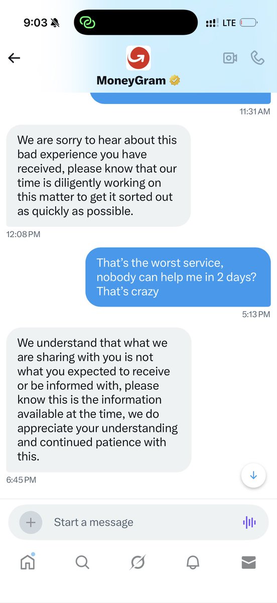 diang__'s tweet photo. @MoneyGram Two weeks have passed and their only answer was “we are working on it” and they have not solved anything, I spoke last week and they told me the same thing, but it is possible that they cannot solve a mistake that was yours. https://t.co/we0TiTRKaD
