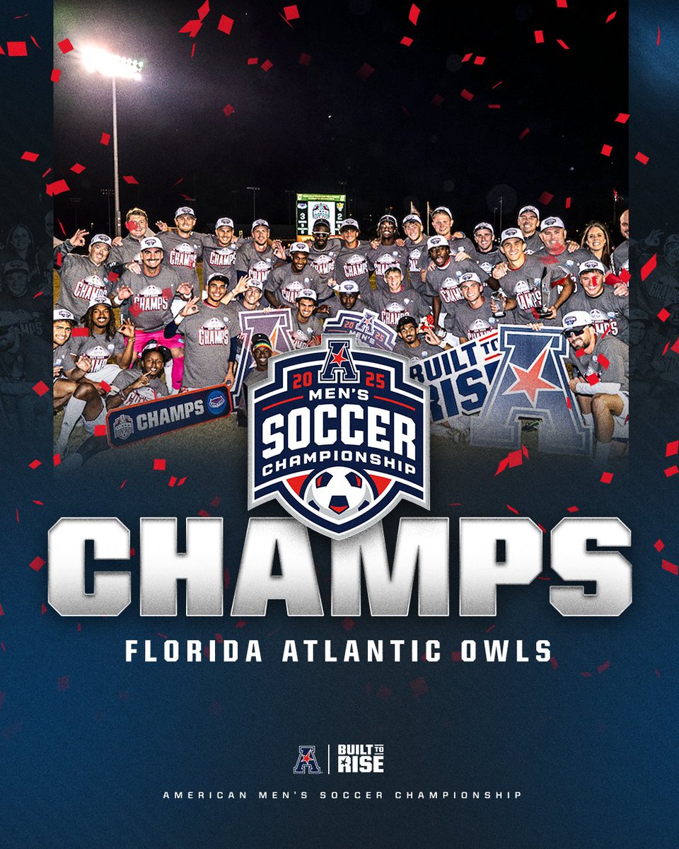 🏆 𝐀𝐦𝐞𝐫𝐢𝐜𝐚𝐧 𝐌𝐞𝐧'𝐬 𝐒𝐨𝐜𝐜𝐞𝐫 𝐂𝐇𝐀𝐌𝐏𝐈𝐎𝐍𝐒 🏆

<a href="/FAUMSoccer/">Florida Atlantic Men’s Soccer</a> 🦉

#BuiltToRise x #AmericanMSOC
