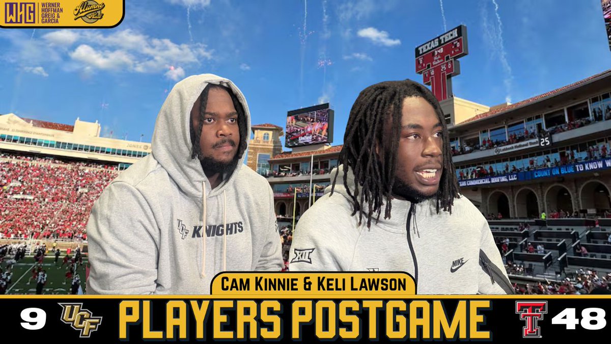 UCF Knight players Cam Kinnie and Keli Lawson met with the media following the 48-9 loss to Texas Tech. 

Link in the comments...