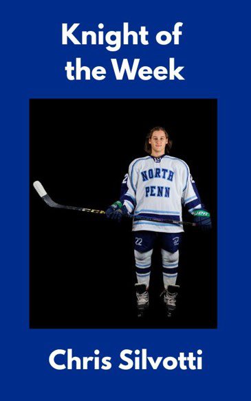 This week’s Knight of the Week is #22 Chris Silvotti!
Chris had a big week this week scoring 3 goals in Wednesday 5-1 win over Pennridge. In Friday’s 5-2 win over Boyertown Chris assisted on the second goal and did a great job in helping on the Penalty Kill to preserve the win.
