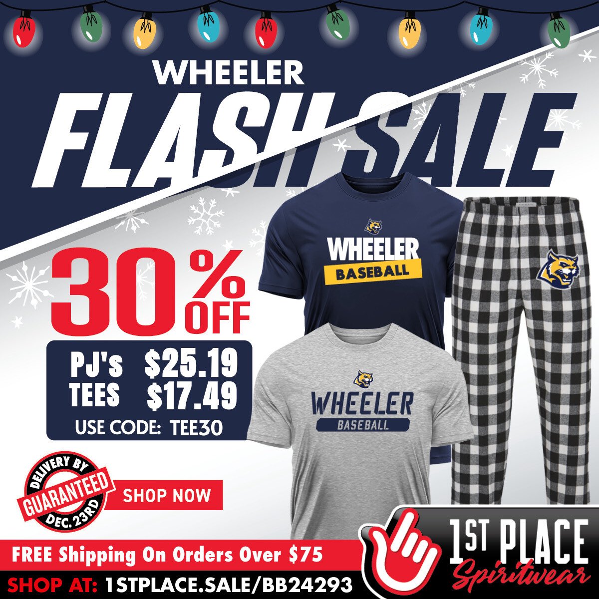 This is the final weekend to save 25% on Wheeler Baseballl fan gear to start the school year! Order now and represent Wheeler Baseball. 1stplace.sale/BB24293
 
Sale Details:
Sale Dates: 8/18/2025 - 9/16/2025
25% off all merchandise
Free shipping on orders over $75