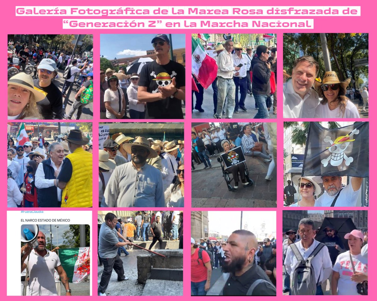 Hoy vimos a la Marea Rosa en la #MarchaNacional disfrazada de “Generación Z”

👉la derecha predecibles de siempre
👉Los mismos de siempre
👉El PRIAN de siempre
👉Los violentos de siempre
👉Los activistas de Claudio X de siempre
👉Los empleados de Ricardo Salinas Pliego de siempre