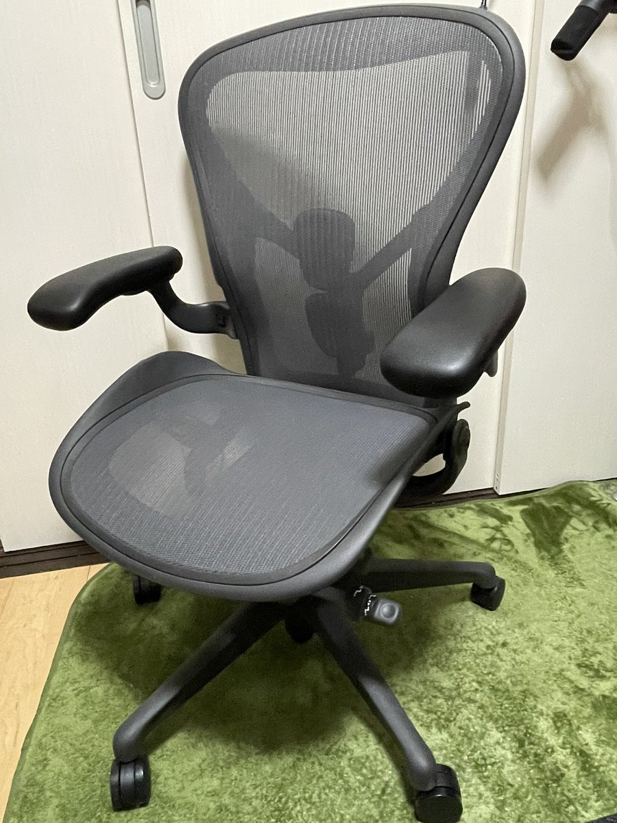 subsha_h's tweet image. ついにアーロンチェアが届いた...
これで1日28時間絵が描けるぜ