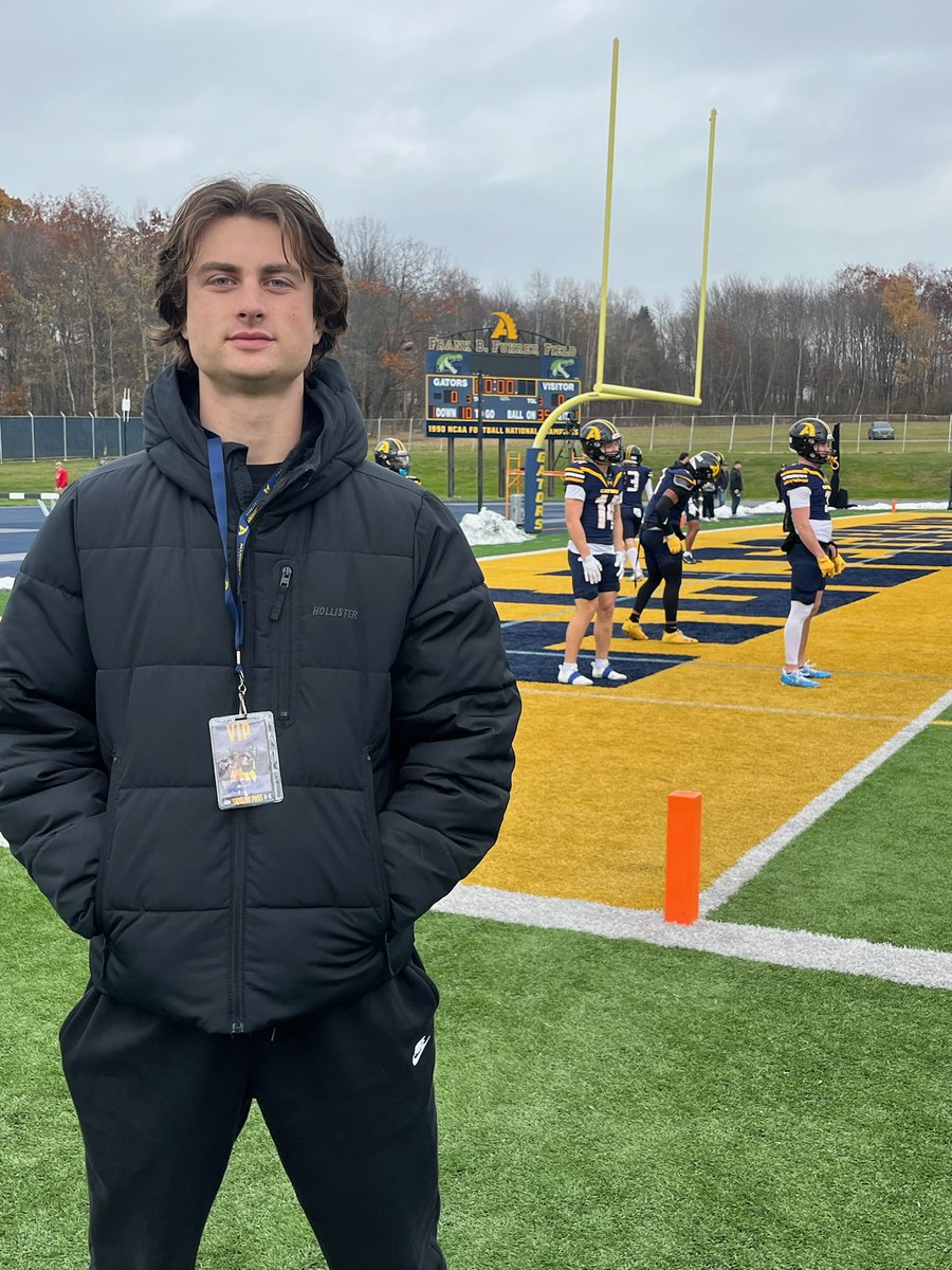 Had a great time at Allegheny today! Thank you for having me down for a game day visit. <a href="/Coach_Taggart22/">Jake Taggart</a> <a href="/CoachDenstorff/">Clay Denstorff</a> <a href="/AlleghenyFB/">Allegheny Football</a> <a href="/wny_football/">WNY Football</a> <a href="/SGIfootball/">Springville Football</a> <a href="/VSEAthletics/">VSE Athletics</a>