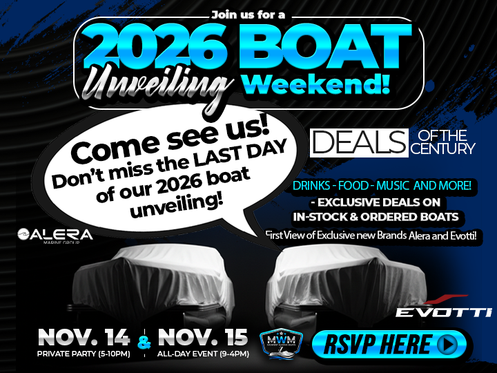 Midwestmarine12's tweet image. Last day to join the fun!
Don’t miss the final day of our Midwest Marine Boat Unveiling.
#MidwestMarineBoats #BoatShow #EventFinale 

bit.ly/47JJ7Te
