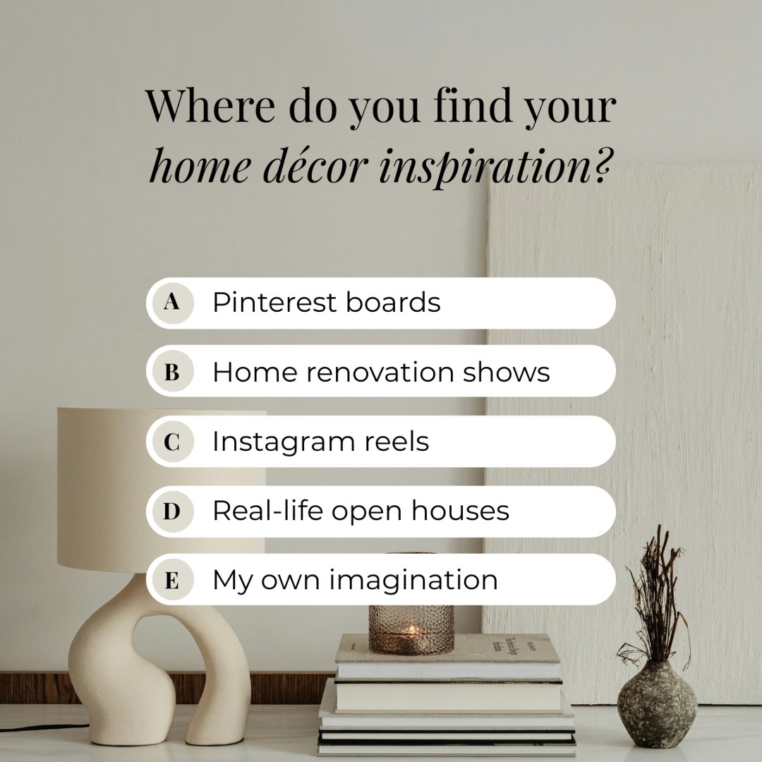 Whether it’s scrolling through design ideas, visiting open houses, or simply imagining your dream space, inspiration can strike anywhere.

So, what sparks your creativity most when it comes to decorating?

#homedecorinspiration #bridgetisellshomes #bingramrealty