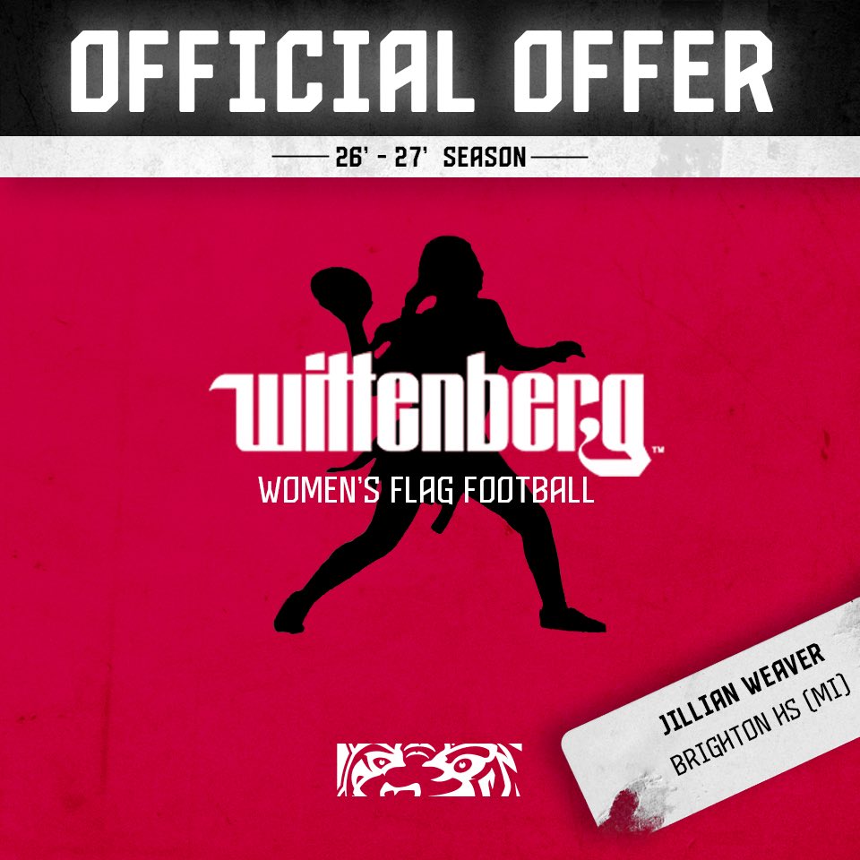 After a great visit at Wittenberg  University, I am blessed to announce that I have received an offer to play college flag football! 
<a href="/CoachCJohnson5/">Chris johnson</a> 
<a href="/CoachKrugh/">Brandon Krugh</a> 
<a href="/A__Chiles/">Aaron Chiles</a> 
<a href="/GODOGS_FLAG_FB/">BRIGHTON HS FLAG FOOTBALL</a>