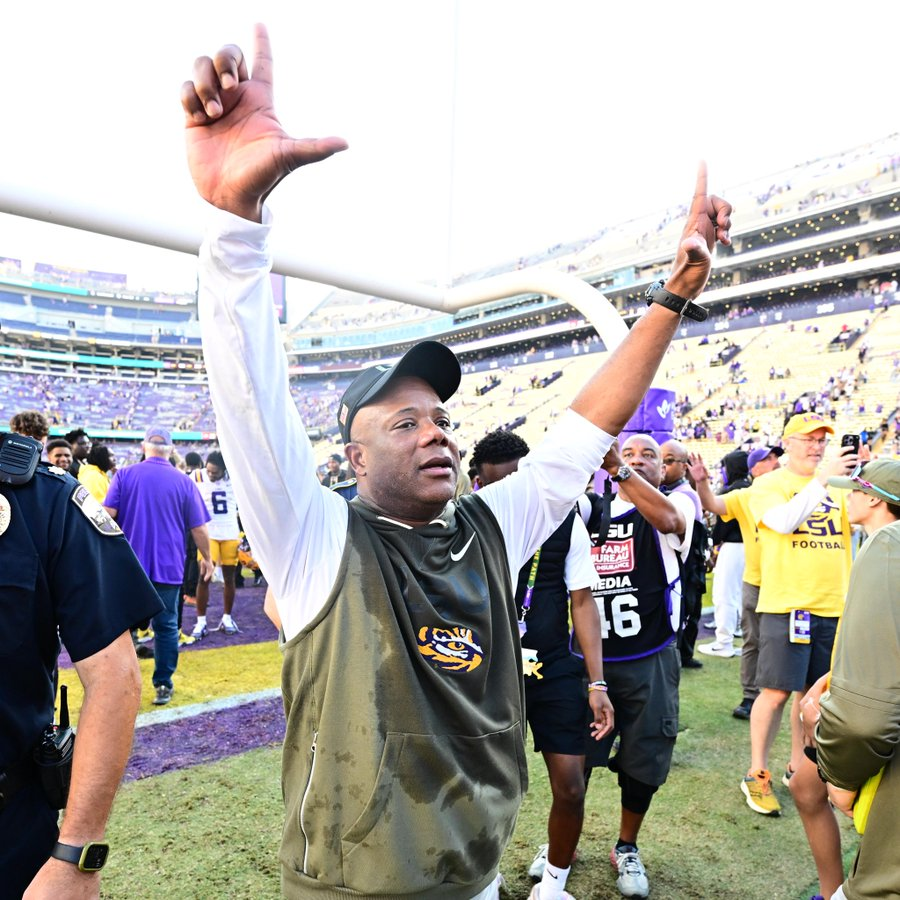 On October 26th, Frank Wilson was named interim head football coach by LSU  after it fired Brian Kelly. Today, Wilson made history in LSU's 23-22  comeback victory over Arkansas by becoming the
