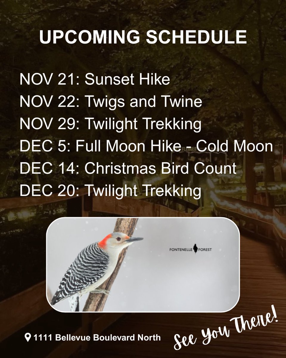 gosarpy's tweet photo. SAVE THIS POST: Don't miss the tail-end of Fontenelle Forest events! 🦅🌲There's only a handful of fun activities left for you to enjoy, so take advantage of it and plan your trip today! #forest #holiday #hike #visit https://t.co/9g15pwuhYy