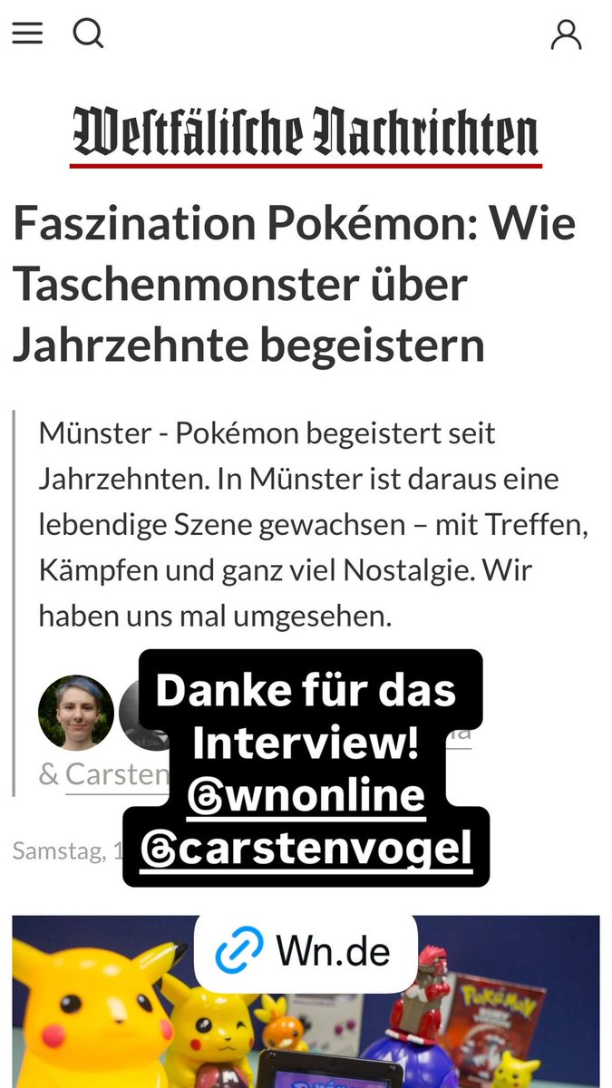 MoseMich1507's tweet photo. Durfte der @WN_Redaktion ein Interview geben, eine coole Abwechslung! Dabei ist ein toller Artikel entstanden, u. a. über das #AmbassadorProgramm und die Entwicklung von #pokemongo in #Muenster. Auf https://t.co/iAS2VW2WMP abrufbar (nur mit Abo)
#communityambassador #pokemon https://t.co/ML3fa2qAnl