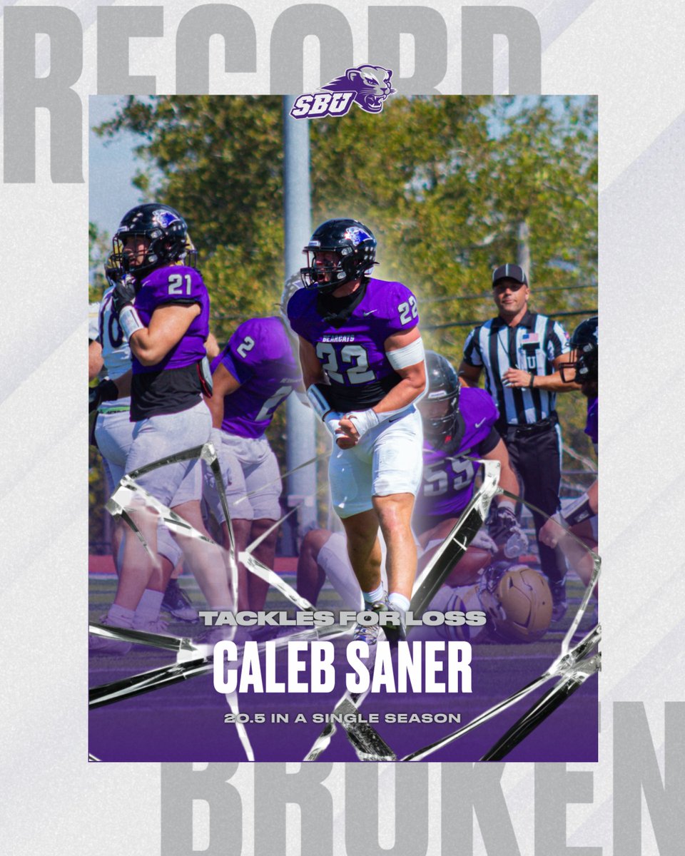 sbubearcats's tweet image. 🚨NEW SBU RECORD🚨

Caleb Saner breaks a near 30 year old record in single season tackles for loss 😤🏈
#RollCats @sbubearcats_fb