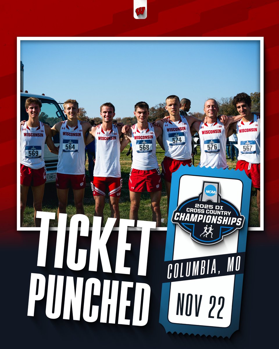 PUNCHED OUR TICKET ✔️

Wisconsin is headed to the 2025 NCAA Cross Country Championships as an at-large selection.