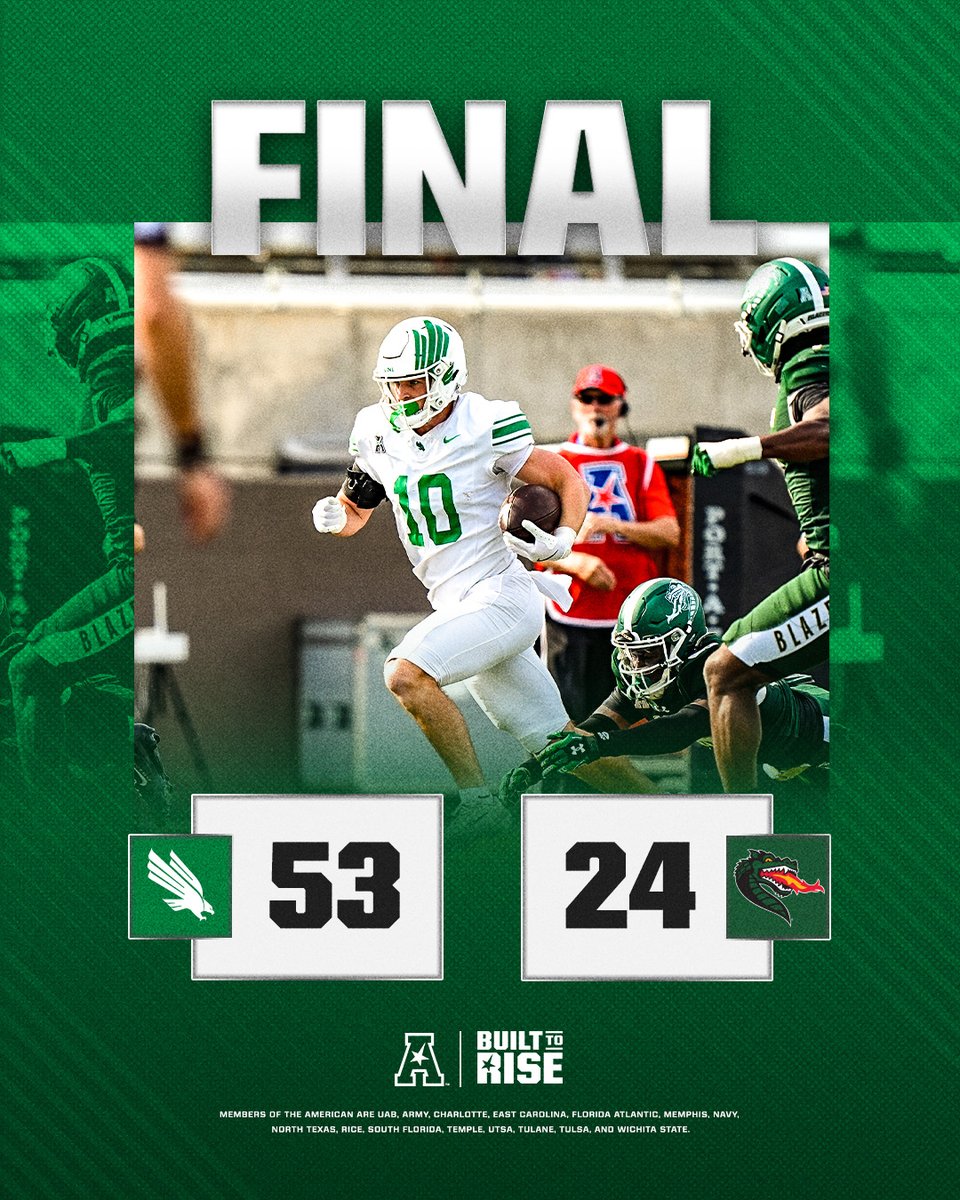 The Mean Green ERUPT for the DUB  🦅

#BuiltToRise x #AmericanFB