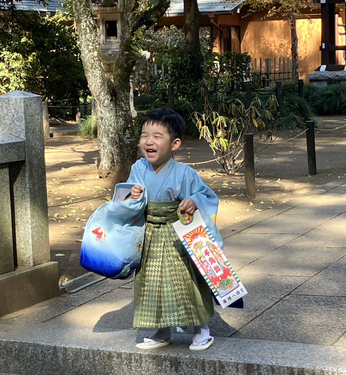 aichan ‼️七五三　男の子 七五三 男の子 5歳 2点セット 化繊 着物 羽織 美品 仕立て上がり 身丈