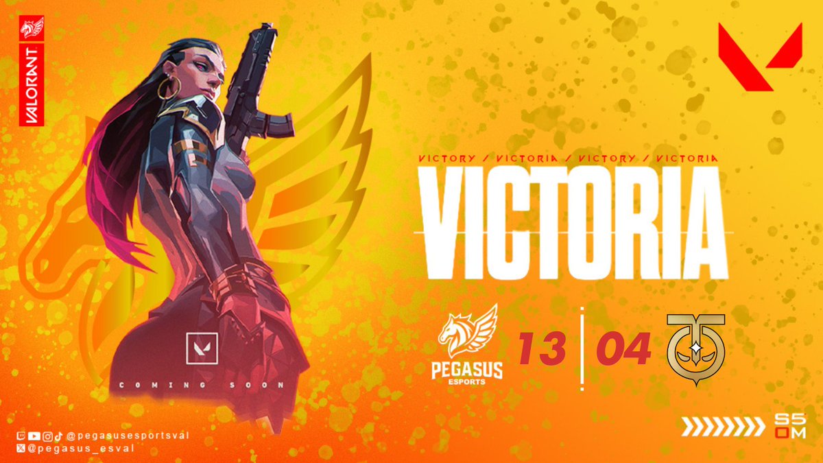 Dos de dos para Pegasus Aether:

🟩 13-4 vs <a href="/TAO_eSports/">TAÖ</a> en la <a href="/vclemergents/">EMERGENTS</a> 
🟩 13-10 vs <a href="/DrakoEsPV/">Drakö Esports</a> en la <a href="/HexaLeagueLatam/">Hexa League</a> 

Gran noche para el equipo. ⚔️ #PegasusAether #Valorant