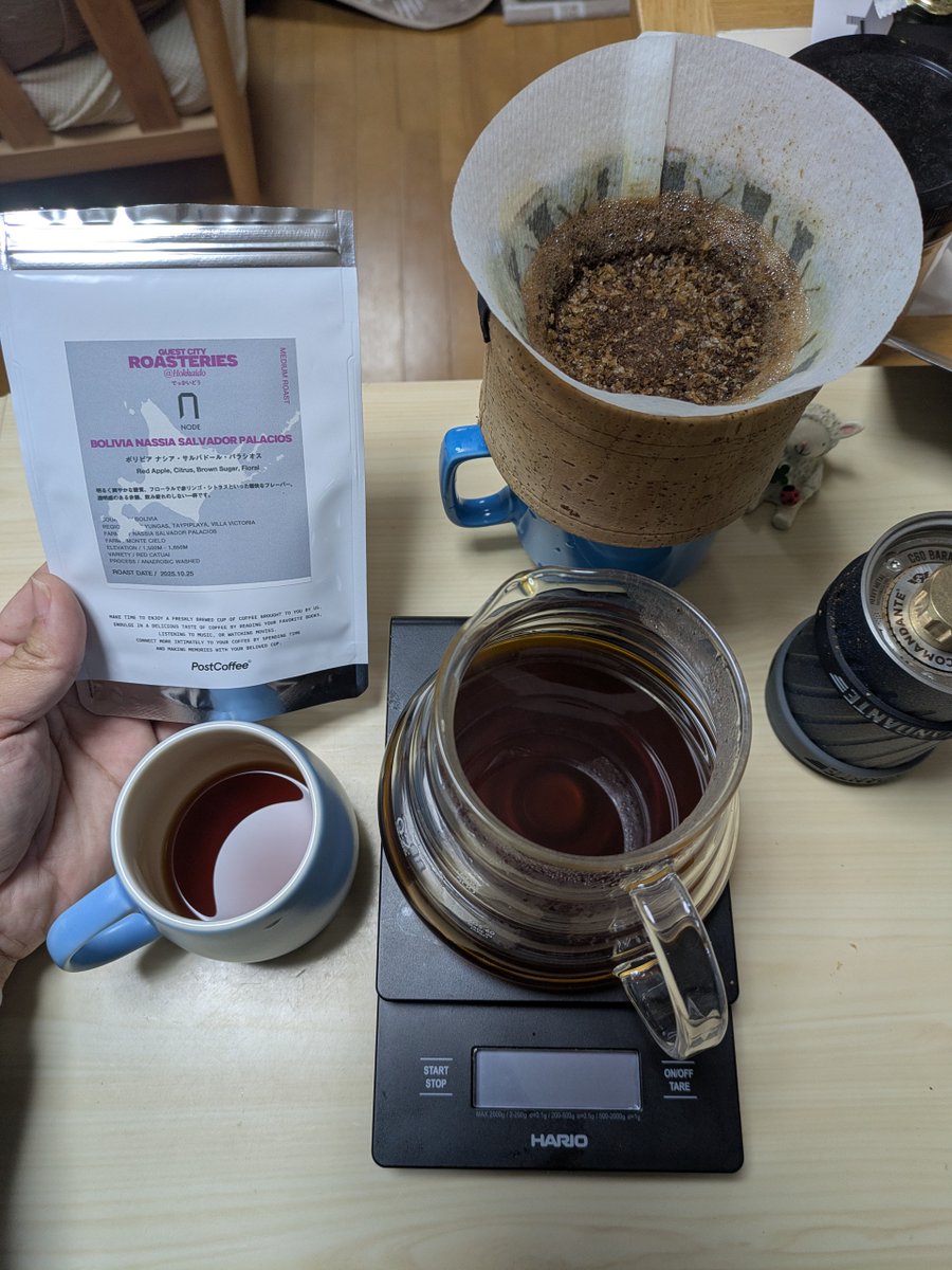 marumotsu313's tweet image. ブリタ浄水、C60 35クリック、Graycano(4:6メソッド)で淹れました。

軽やかなリンゴの風味とブラウンシュガーの甘さが心地良い。
冷めてくると華やかさを感じて、より綺麗で甘くなりました！美味しかったです。ごちそうさまでした!
#NODE
#PostCoffee