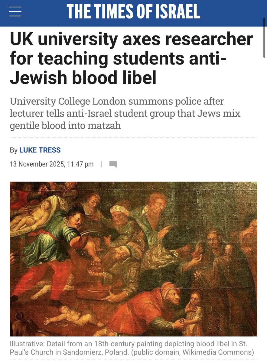 JewsFightBack's tweet image. 🚨 A lecturer at University College London stood in front of a classroom and said Jews murdered a priest to use his blood in holiday bread.

Not in 1245.
In 2025.

She presented it as historical fact.
At an event hosted by Students for Justice in Palestine.
Part of a series…