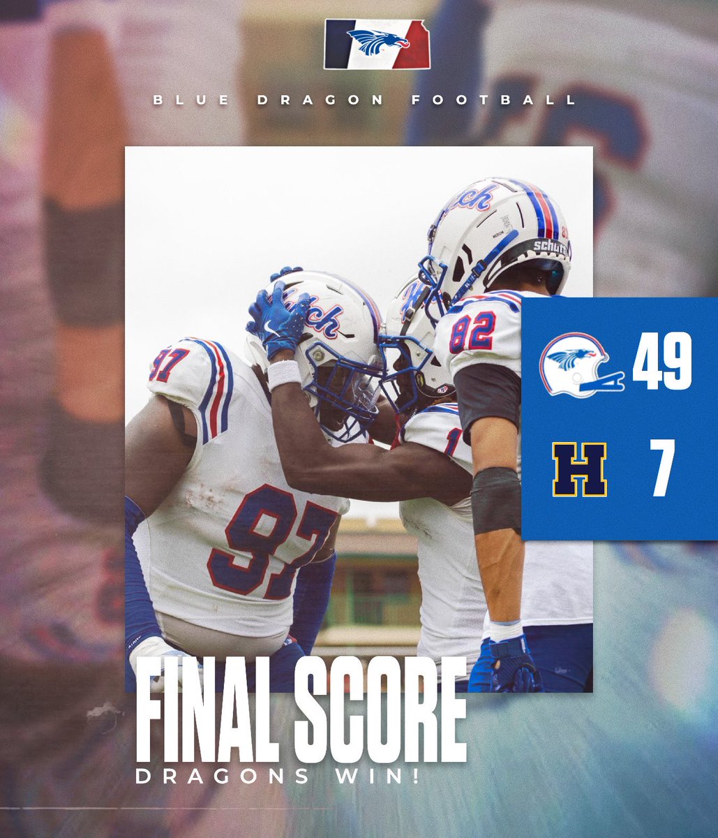 BlueDragonsFB's tweet photo. Final from Highland🐉🔥

Blue Dragons Win🔵🔴

#BreatheFire🔥 #HutchFactory🏭 https://t.co/do4JMj2v3l