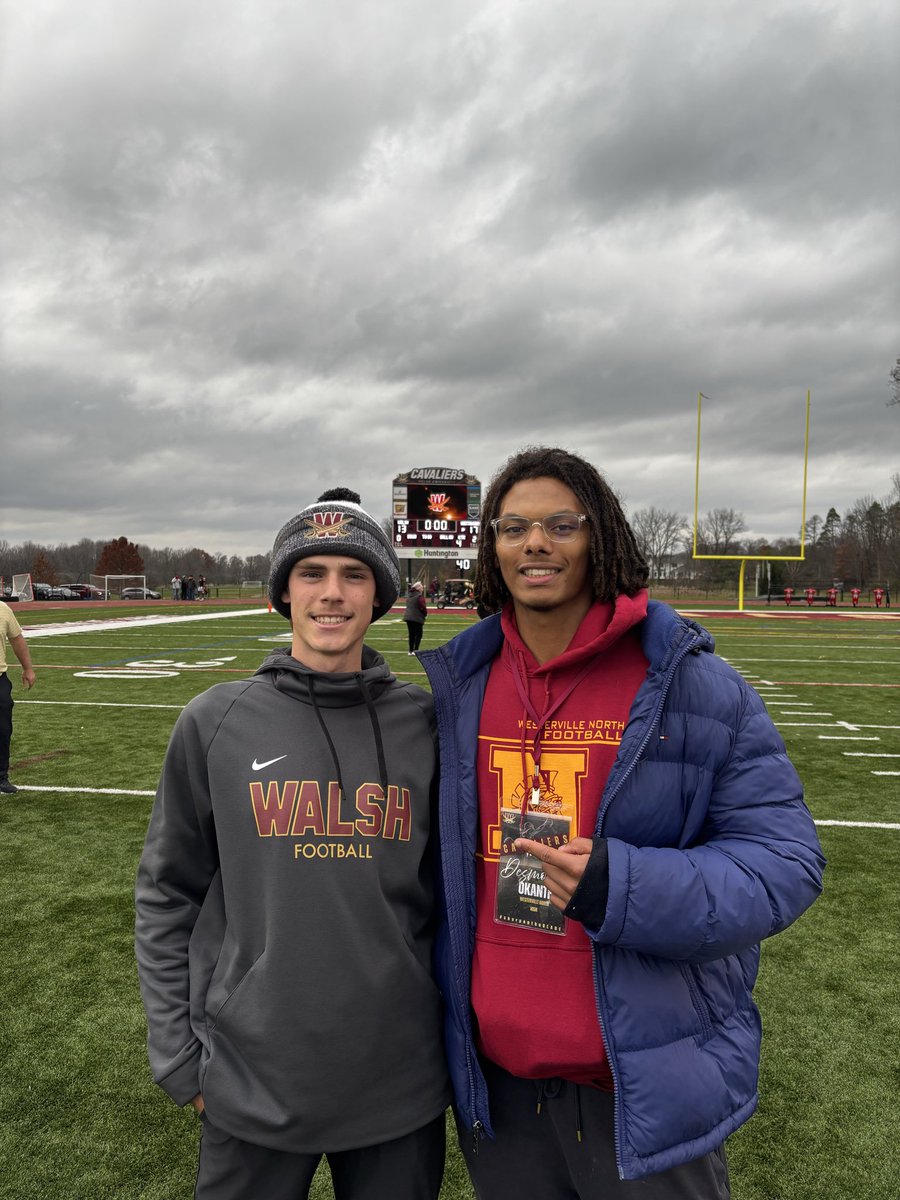 DesmondOkantey's tweet photo. I had a wonderful time at @WalshUFootball up in Canton, Ohio. I want to thank @TannerJens31646 @CoachMikeParis for inviting me out. Congrats on a historic season for Walsh and I cannot wait to be back!!
@WNWarriorsFB #sharpentheBLADE https://t.co/j6Lp1PKWWq