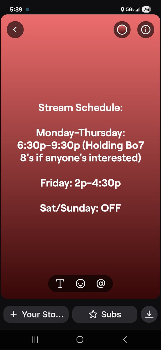 Schedule for the week

<a href="/Endurance_es/">𝘌𝘌</a>