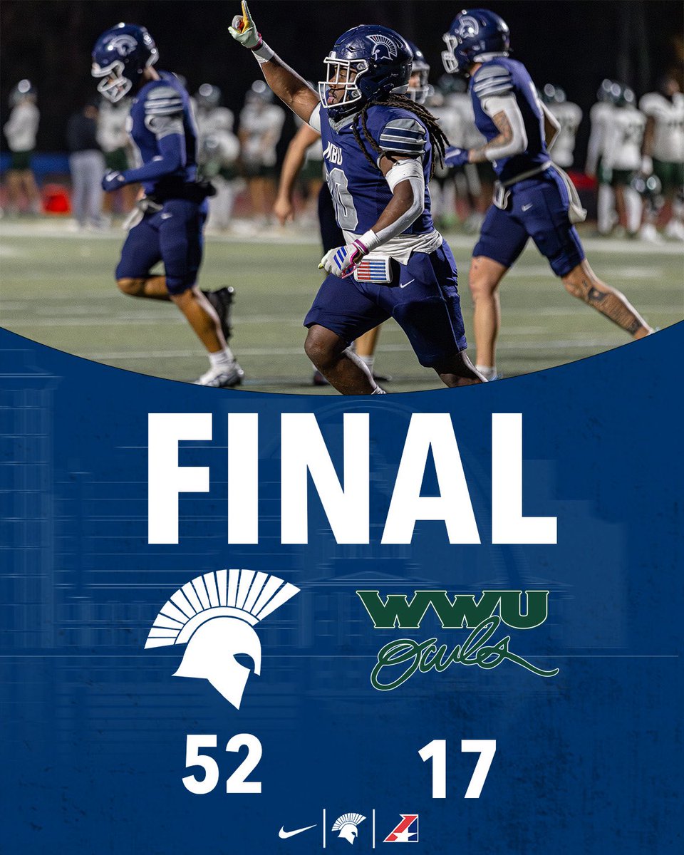 Spartans roll in the season finale!

MBU closes the year with a dominant 52–17 win over William Woods.

Thank you, Spartan Nation, for an incredible season.

#SpartanUp