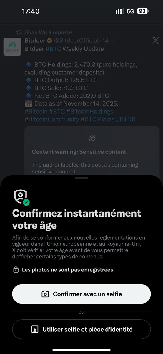 What kind of censorship is that ? 

 Why should I confirm my age and take a picture to see Bitdeer’s report 😂