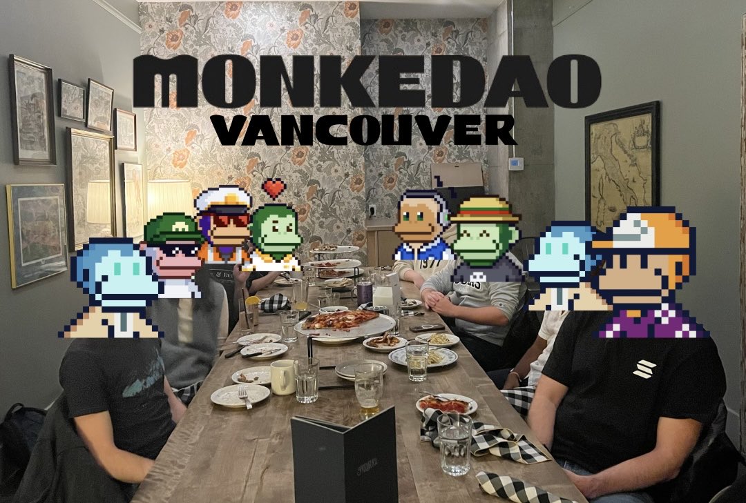 Gm <a href="/MonkeDAO/">MonkeDAO🍌</a>! Thanks for the free dinner with some solid Monkes and delicious food. 

See y’all at the next one. 

Pickup a <a href="/SolanaMBS/">Solana Monkey Business</a> and join the best DAO on <a href="/solana/">Solana</a>