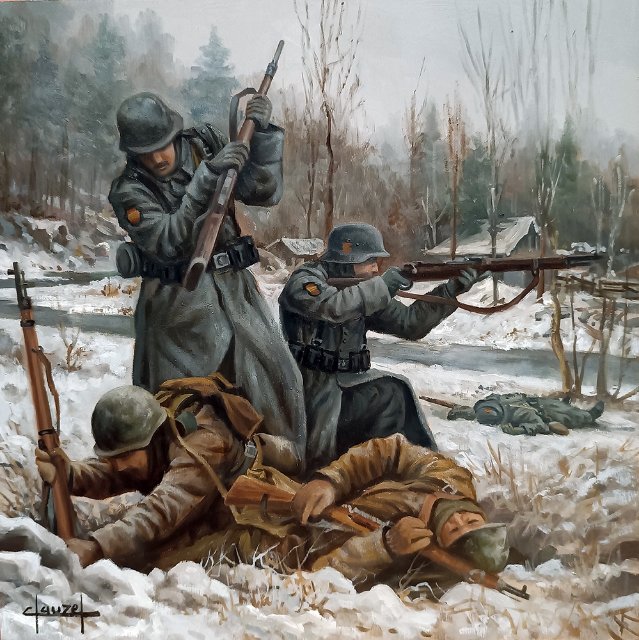ArtClauzel's tweet image. Acabo de terminar mi última obra: un óleo sobre tabla (30×30 cm) dedicado a un episodio de la batalla de Krasni Bor.
Trabajo reciente, recién salido del caballete.
La pieza está disponible para su venta.
Gracias a todos los que seguís y apoyáis mi pintura histórica.