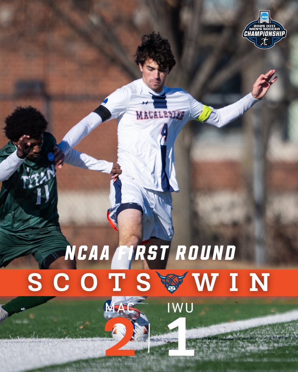 𝑺𝑪𝑶𝑻𝑺 𝑾𝑰𝑵! ⚽ On to the NCAA 2nd round!
<a href="/MacalesterMSOC/">Macalester Men's Soccer</a> #GoScots #heymac #ncaamsoccer #d3soccer