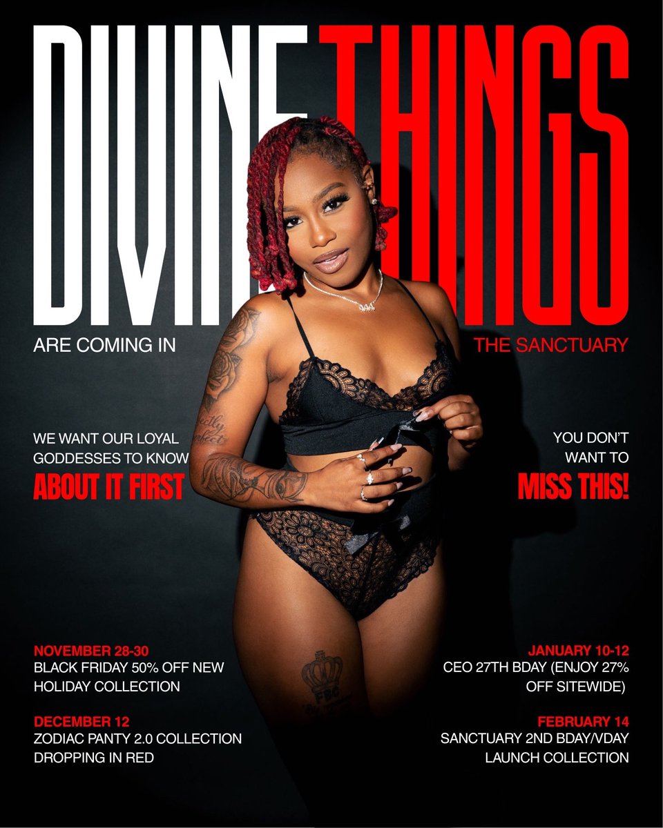 Its going to be a successful &amp; sensual year ahead for me &amp; my company🥳

Your scent, your lingerie , your softness: all sacred. The Sanctuary collections was designed to remind you that pleasure is power🔑👅🧞‍♀️

Dommes tell your subs to get their wallets ready to shop.