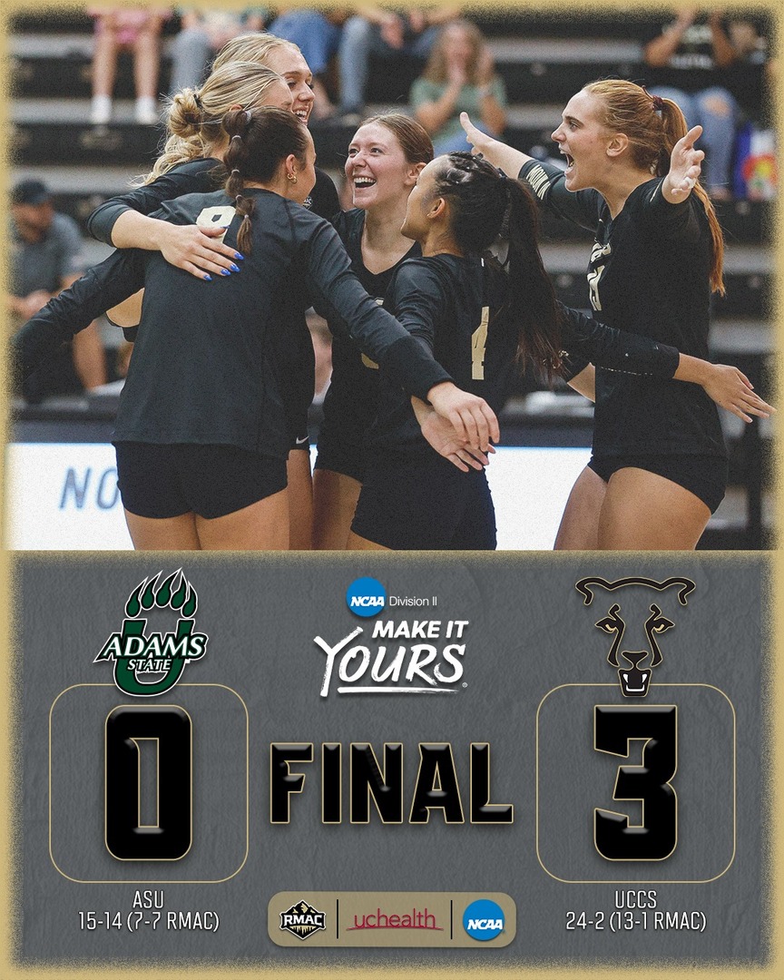 UCCSVolleyball's tweet photo. FINAL | UCCS 3️⃣, ASU 0️⃣

🏐 Tompkins: 15 Kills, .583 H%
🏐 Gomez: 11 Kills, 2 Blocks
🏐 Ransom: 18 Digs, 2 Aces
🏐 Mitrovich: 23 Assists, 5 Digs

📅 UCCS will host an RMAC quarterfinal match on Nov. 18. Stay tuned for up-to-date tournament info.

#GoMountainLions #RMACvb https://t.co/O65ZtI3pJw