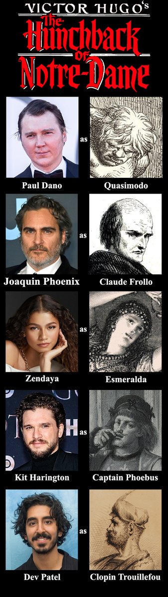 WilliamVaudin's tweet image. My Fan Casting for a modern adaptation of the Hunchback of Notre Dame. #fancasting #hunchbackofnotredame #fancast