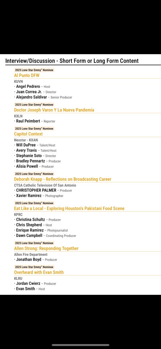 willdupreetv's tweet image. Best of luck to Team @KXAN_News tonight at the Lone Star Emmys! 🏆

I’m especially pulling for our midday team in the interview/discussion category (@averytravistv).