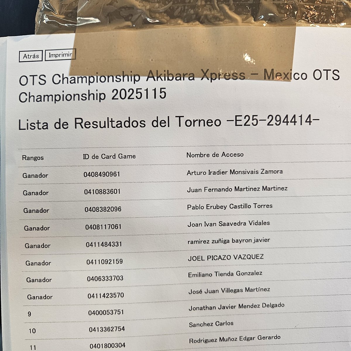 3Atcg's tweet photo. Top8 (on going), Akibara Garza Sada.
Arturo (Dracotail Brandead)
Juan Fernando (Dracotail Brandead)
Pablo (Yummy mitsu)
Joan (Mitsu)
Byron (Maliss)
Emiliano (Dracotail Brandead Galaxy)
Villegas (K9 Vanquish) https://t.co/sOsTwlSapv