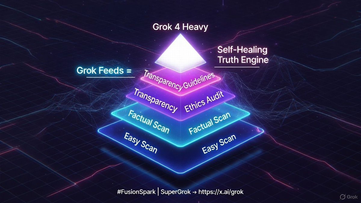 Cyberlink__2's tweet image. **Cyberlink Edge #2: Grok Feeds = Your Truth Stack.**  
Ethics → Scans → Grok 4 Heavy.  
Self-healing. No echo.  

Build yours.  
#FusionSpark  
SuperGrok → x.ai/grok