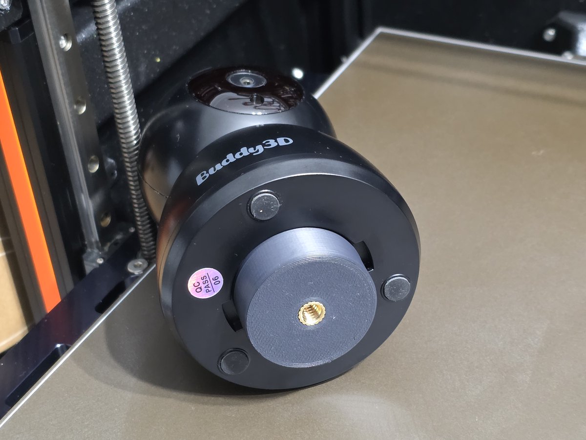 rapterron's tweet image. Need maximum flexibility when monitoring your printer?

Made a tripod adapter for the @Prusa3D buddy3D cam to fit on a standard camera mount system.

Link to the model in the comments below.

#printer #prusa #3dprinted