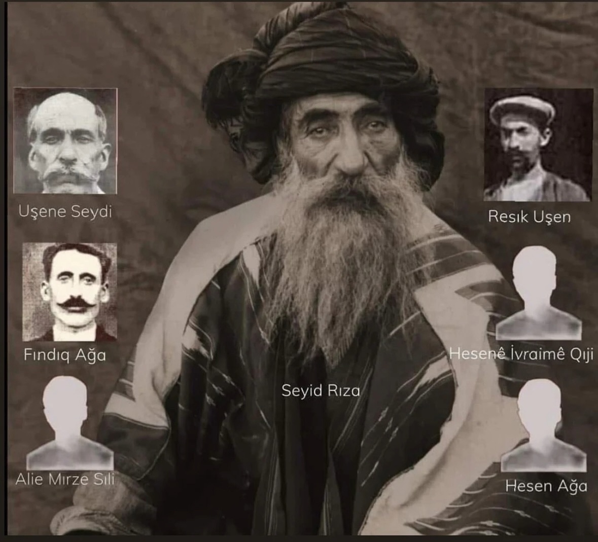 Wir erinnern an die Hinrichtung von Seyid Riza, seinem Sohn und seinen 5 Gefährten am 15. November 1937 in Elazıĝ.

Nicht vergessen! Xo vira Meke! Ji bîr Neke! Unutma!

#SeyidRiza, #Dersim1937, #Massaker