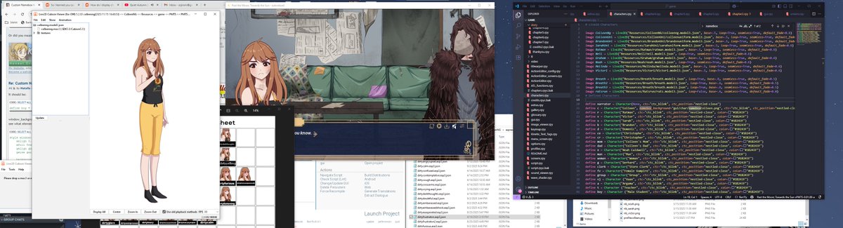 ArgamaWitch's tweet image. I&apos;m trying to ignore the broken part of my game and just work on getting models and shit in there.  Also, wide screen monitor is super useful for all this shit.