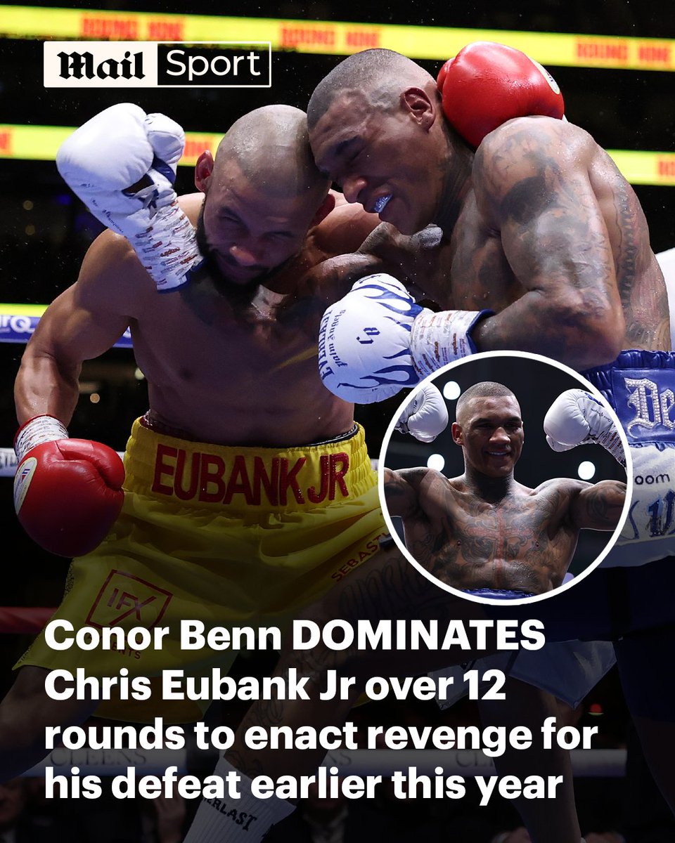 MailSport's tweet image. Benn outfoxed and outboxed Chris Eubank Jr to enact revenge for his defeat earlier this year 🥊

#Benn #EubankJr #EubankBenn2 #Boxing