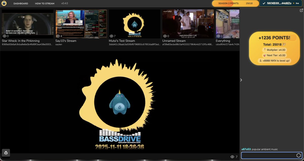 NKN_ORG's tweet image. novon.tv and nMobile stream and stack points are running hot! 🔥🔥