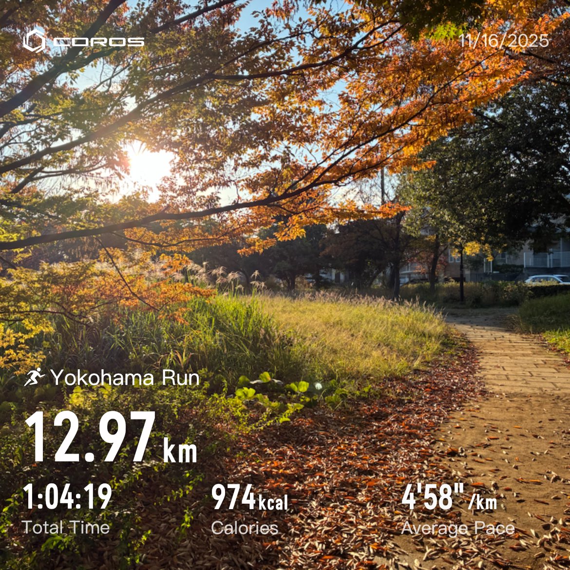 ラン
　E64分
　(11月合計176km/T112分)
#サブエガ  #coros #pacepro