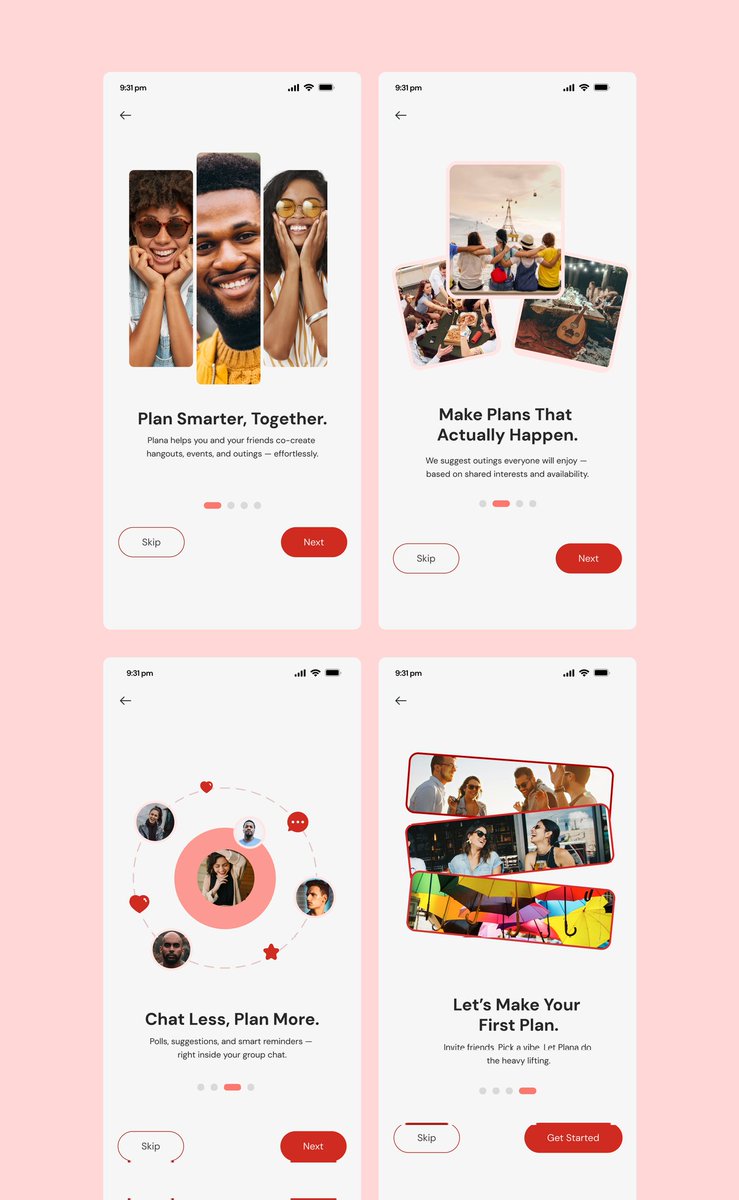 ObodoProsper's tweet photo. I showed up again today.🤝

Finally, my latest case Study is out!
PLANA ; A Social platform that helps users co-create plans and outings based on shared interest using AI.

To view the full project on my Behance portfolio, click
https://t.co/VEeb3W6iZD https://t.co/GgaVE7mFB7