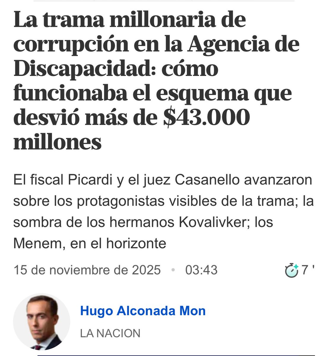 Sospecho que la velocidad con la que avance esta causa será inversamente proporcional a la velocidad con la que el Gobierno de Milei avance con Ficha Limpia.