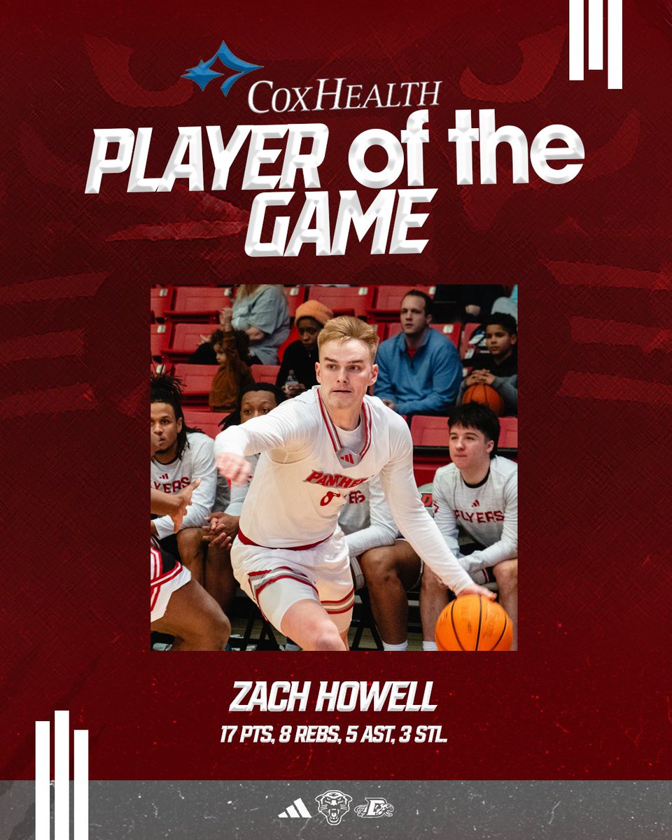 DruryMBB's tweet photo. Today's 𝗖𝗼𝘅𝗛𝗲𝗮𝗹𝘁𝗵 𝗗𝗿𝘂𝗿𝘆 𝗣𝗹𝗮𝘆𝗲𝗿 𝗼𝗳 𝘁𝗵𝗲 𝗚𝗮𝗺𝗲  is 𝗭𝗮𝗰𝗵 𝗛𝗼𝘄𝗲𝗹𝗹 with 17 points, 8 rebounds, 5 assists and 3 steals in the DU win!  

#WonDrury https://t.co/geqxvk3a6W