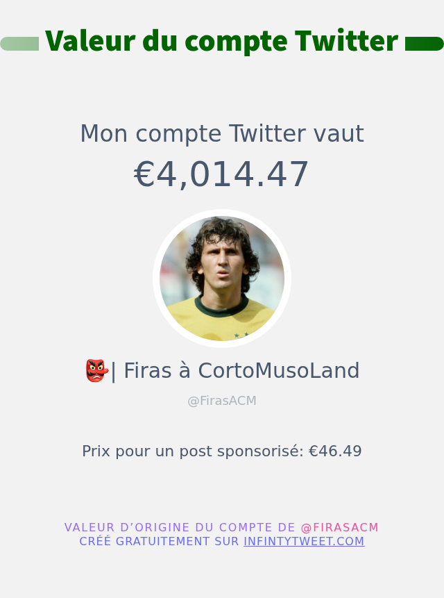 Mon twitter vaut: €4,014.47

➡️ infintytweet.me/account-worth?…