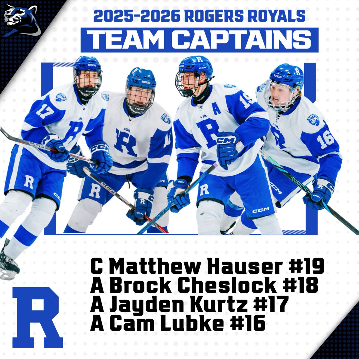 We are honored to announce our Leadership group for the 2025-2026 season. 4 senior captains! 

Matthew Hauser
Brock Cheslock
Jayden Kurtz
Cam Lubke